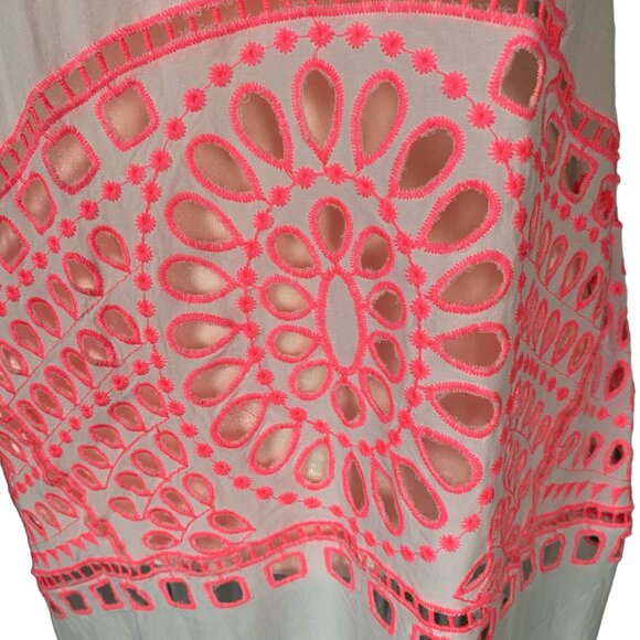 Solitaire Swim women's small pink and white racerback fringed swimsuit cover-up - Picture 8 of 12